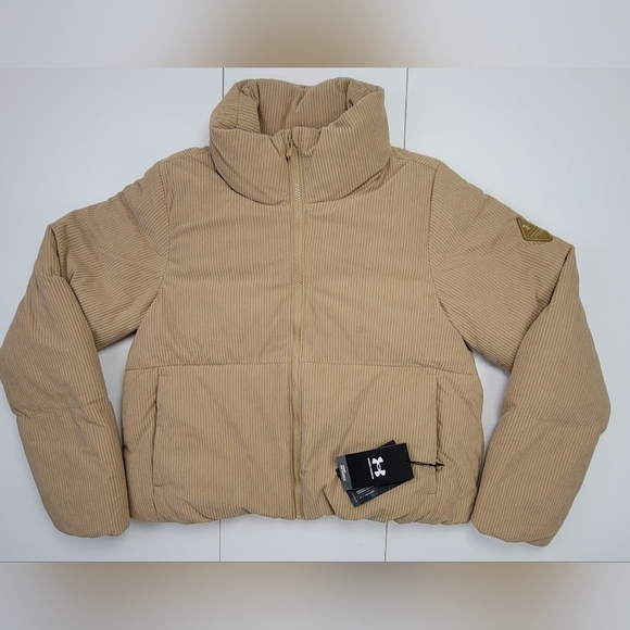 Jackets & Blazers - Under Armour Limitless Down Puffer Corduroy Jacket 700 FP Hooded Womens Sz M NEW